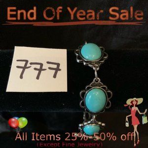 Turquoise (faux) and Silver Metal Bracelet
